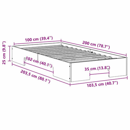 vidaXL Bed Frame Brown 100 x 200 cm