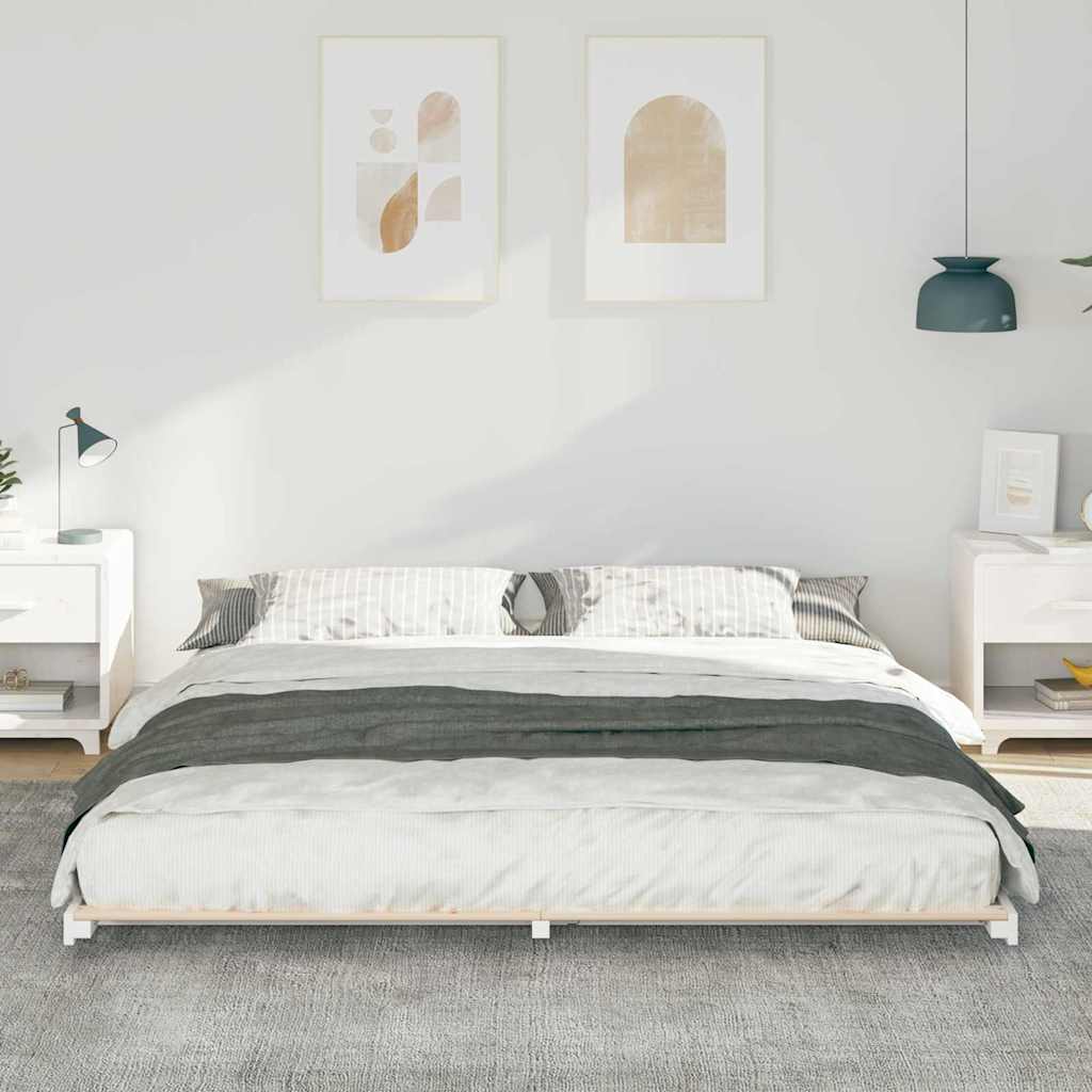 vidaXL Bed Frame White 200 x 200 cm Solid Pine Wood