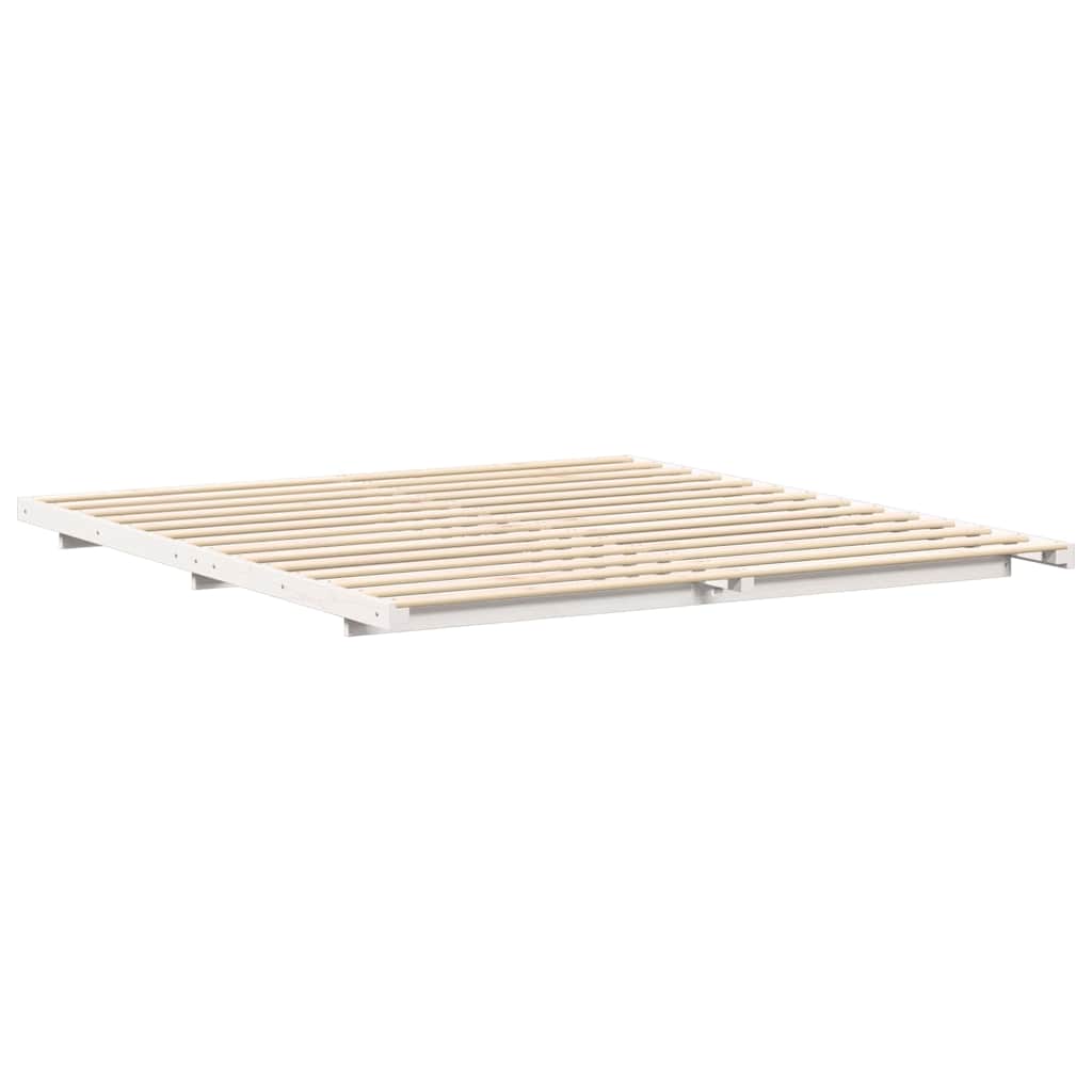 vidaXL Bed Frame White 200 x 200 cm Solid Pine Wood