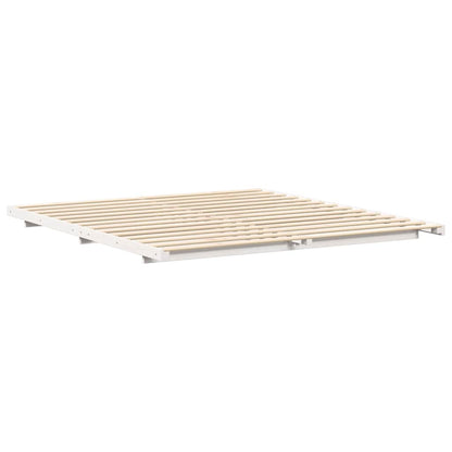 vidaXL Bed Frame White 200 x 200 cm Solid Pine Wood