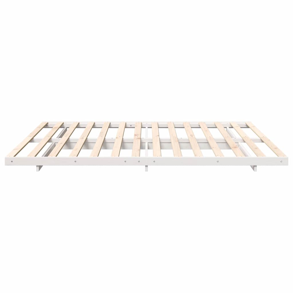 vidaXL Bed Frame White 200 x 200 cm Solid Pine Wood