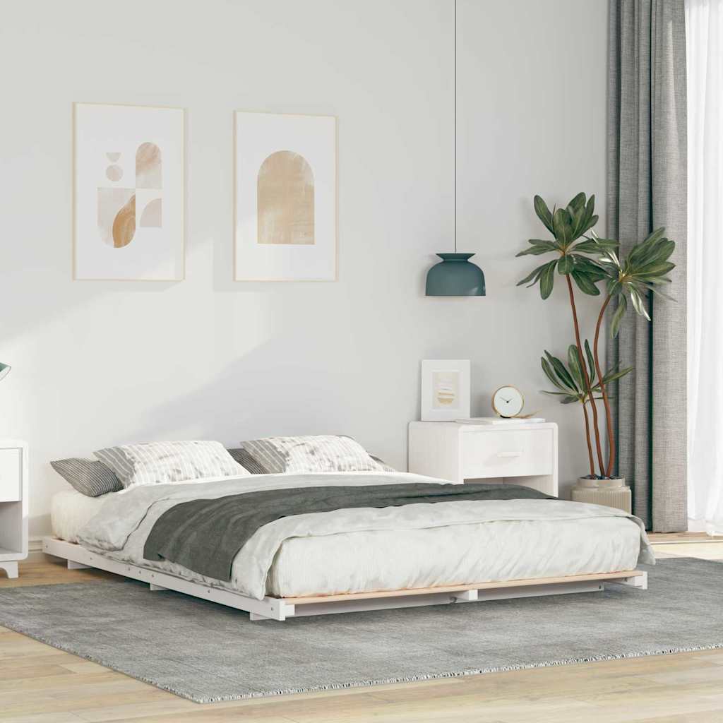 vidaXL Bed Frame White 160 x 200 cm Solid Pine Wood
