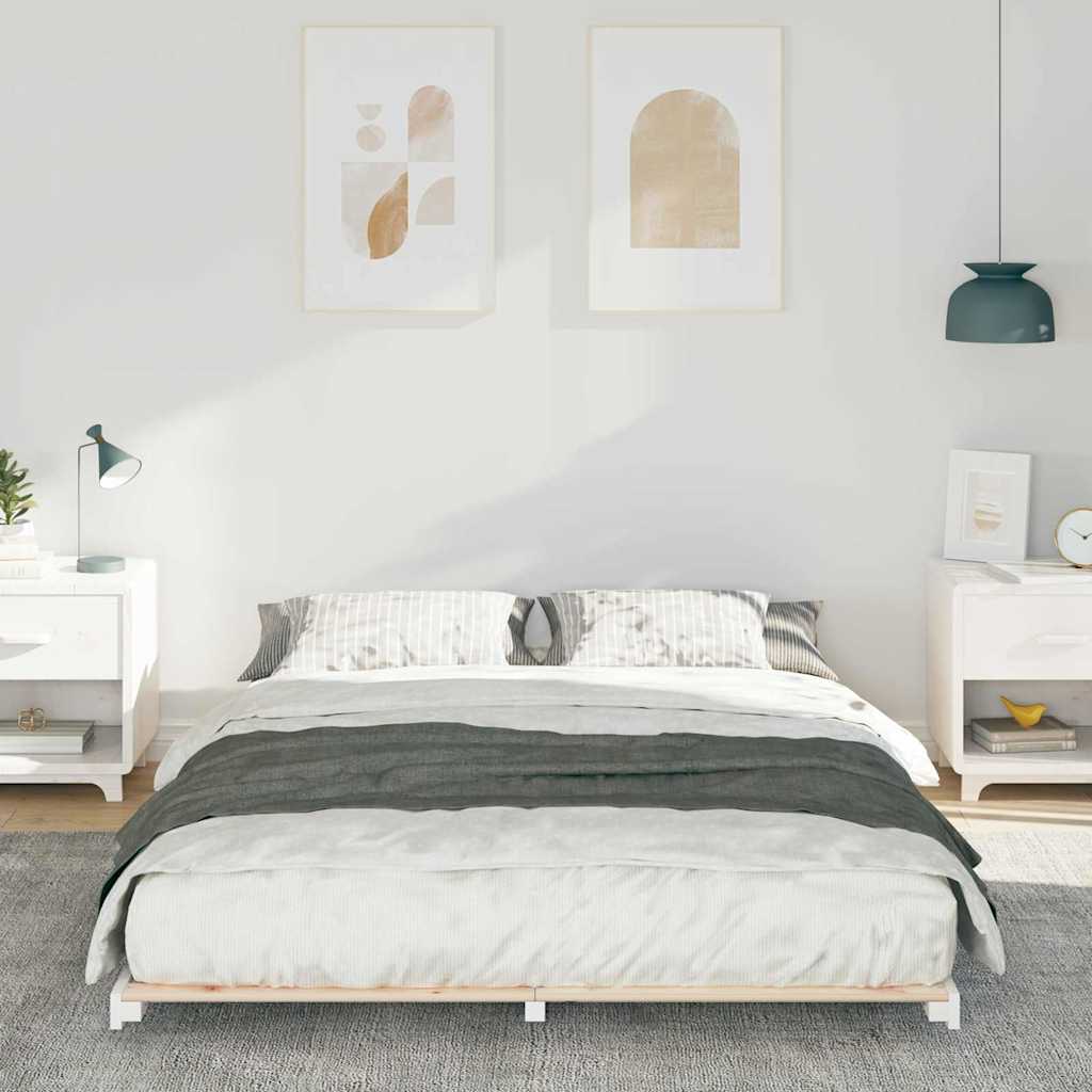 vidaXL Bed Frame White 160 x 200 cm Solid Pine Wood