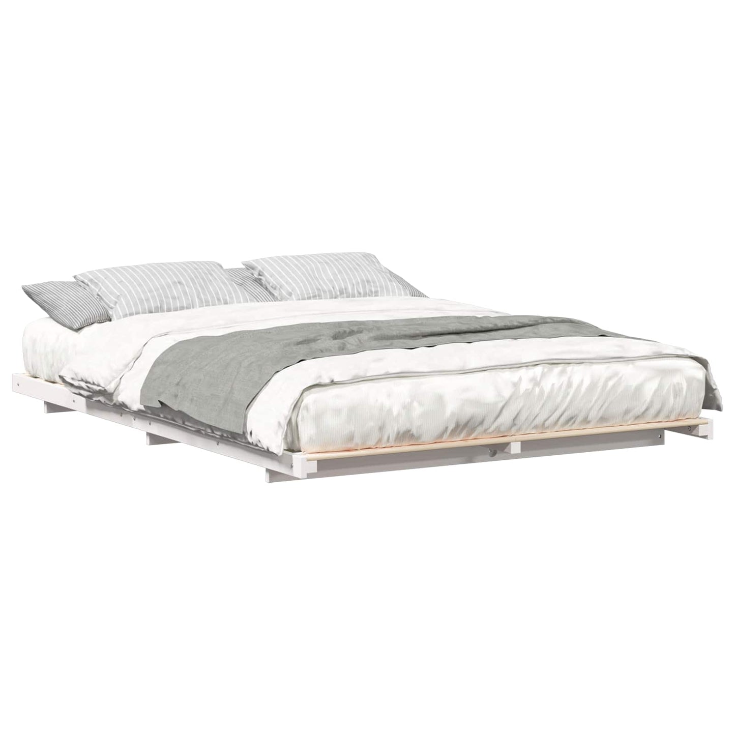 vidaXL Bed Frame White 160 x 200 cm Solid Pine Wood