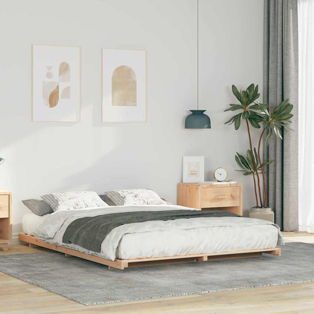 vidaXL Bed Frame Brown 150 x 200 cm Solid Pine Wood