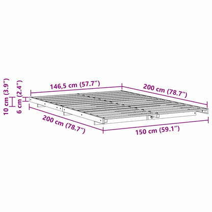 vidaXL Bed Frame Brown 150 x 200 cm Solid Pine Wood