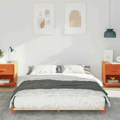 vidaXL Bed Frame Wax Brown 150 x 200 cm Solid Pine Wood