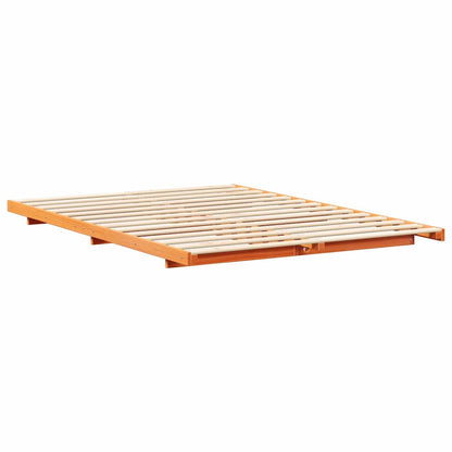 vidaXL Bed Frame Wax Brown 150 x 200 cm Solid Pine Wood