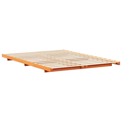 vidaXL Bed Frame Wax Brown 150 x 200 cm Solid Pine Wood