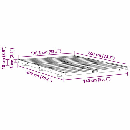 vidaXL Bed Frame White 140 x 200 cm Solid Pine Wood