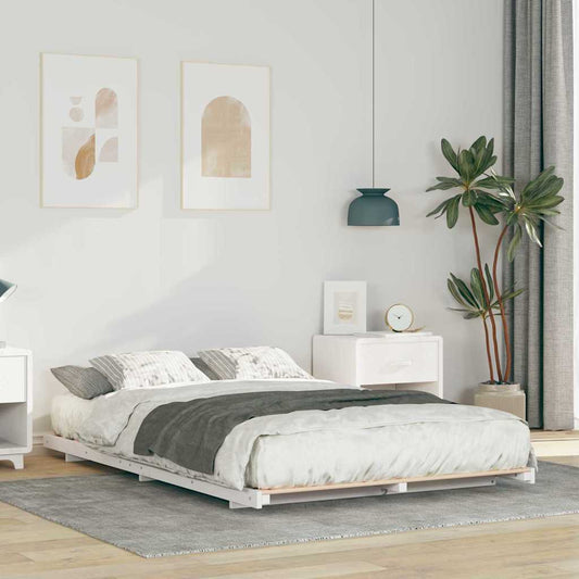 vidaXL Bed Frame White 140 x 190 cm Solid Pine Wood