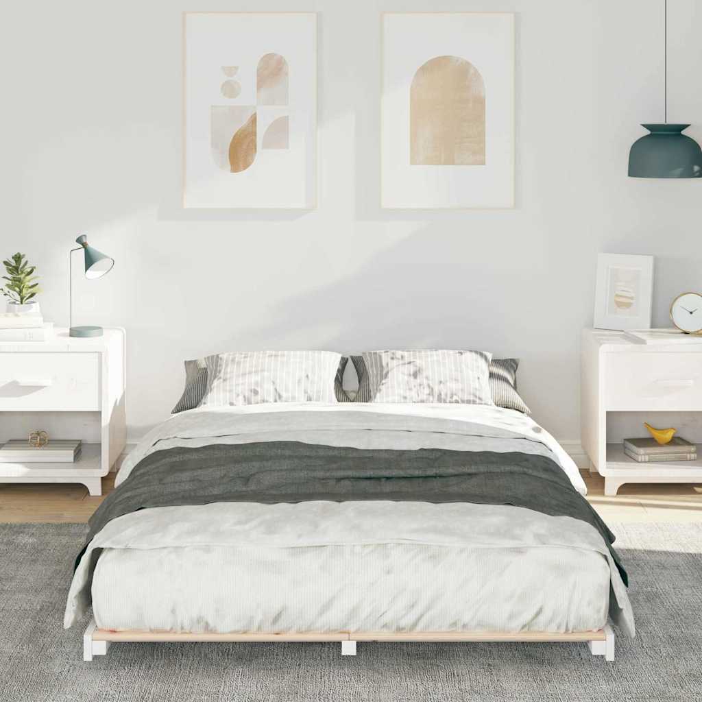 vidaXL Bed Frame White 140 x 190 cm Solid Pine Wood