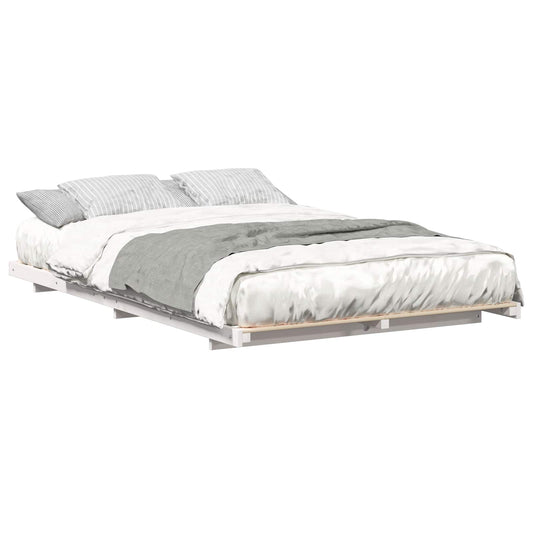 vidaXL Bed Frame White 140 x 190 cm Solid Pine Wood