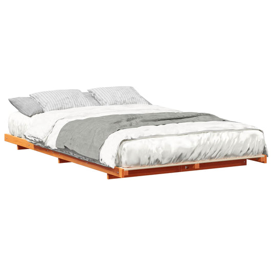 vidaXL Bed Frame Wax Brown 140 x 190 cm Solid Pine Wood