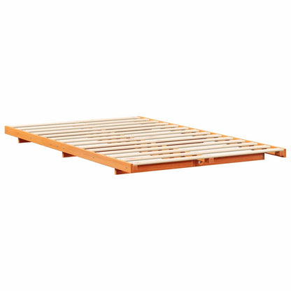 vidaXL Bed Frame Wax Brown 140 x 190 cm Solid Pine Wood