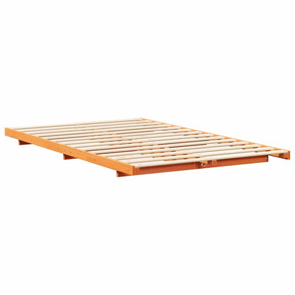 vidaXL Bed Frame Wax Brown 140 x 190 cm Solid Pine Wood