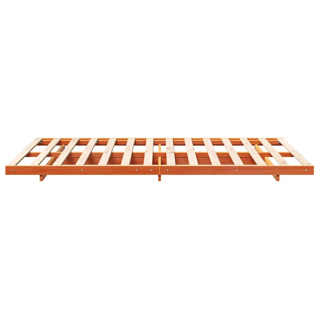 vidaXL Bed Frame Wax Brown 140 x 190 cm Solid Pine Wood