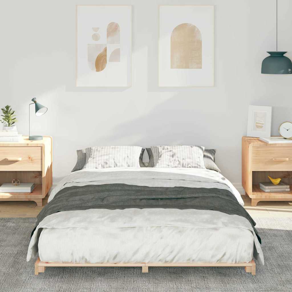 vidaXL Bed Frame Brown 135 x 190 cm Solid Pine Wood