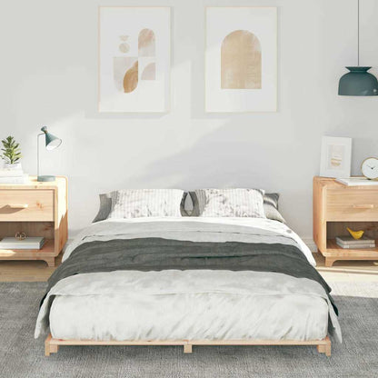 vidaXL Bed Frame Brown 135 x 190 cm Solid Pine Wood