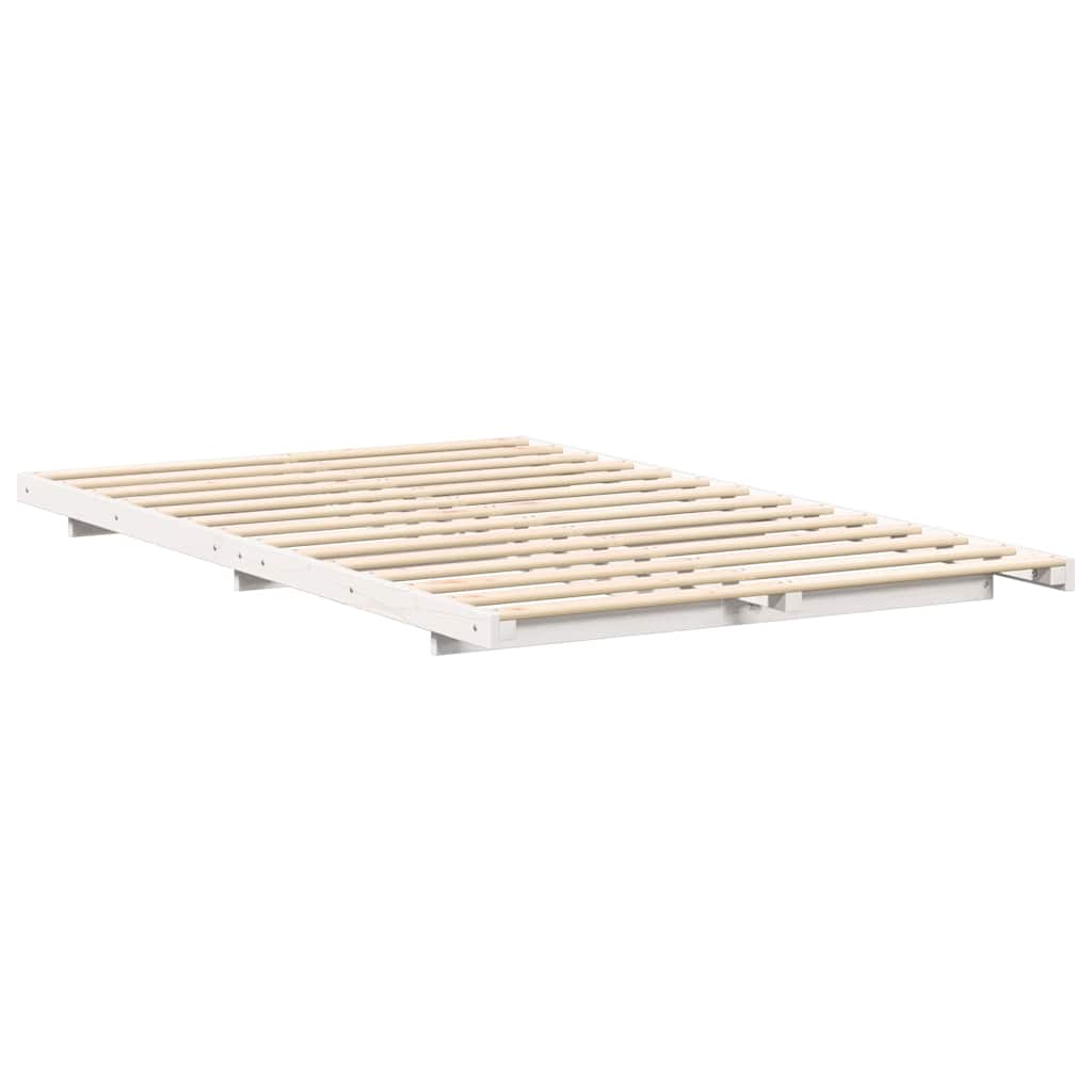 vidaXL Bed Frame White 135 x 190 cm Solid Pine Wood