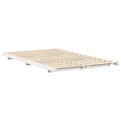 vidaXL Bed Frame White 135 x 190 cm Solid Pine Wood