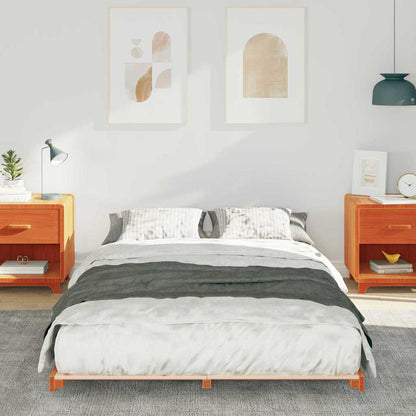 vidaXL Bed Frame Wax Brown 135 x 190 cm Solid Pine Wood