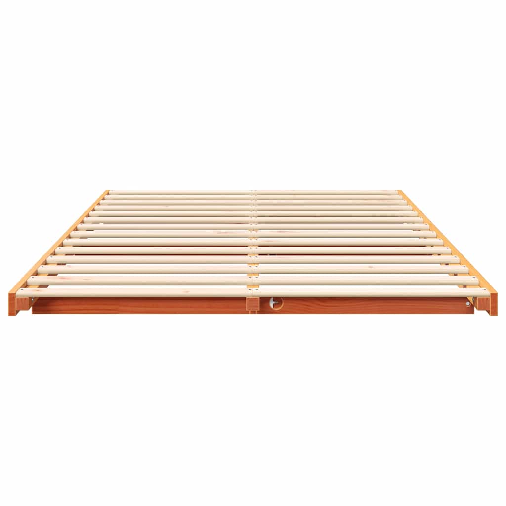 vidaXL Bed Frame Wax Brown 135 x 190 cm Solid Pine Wood