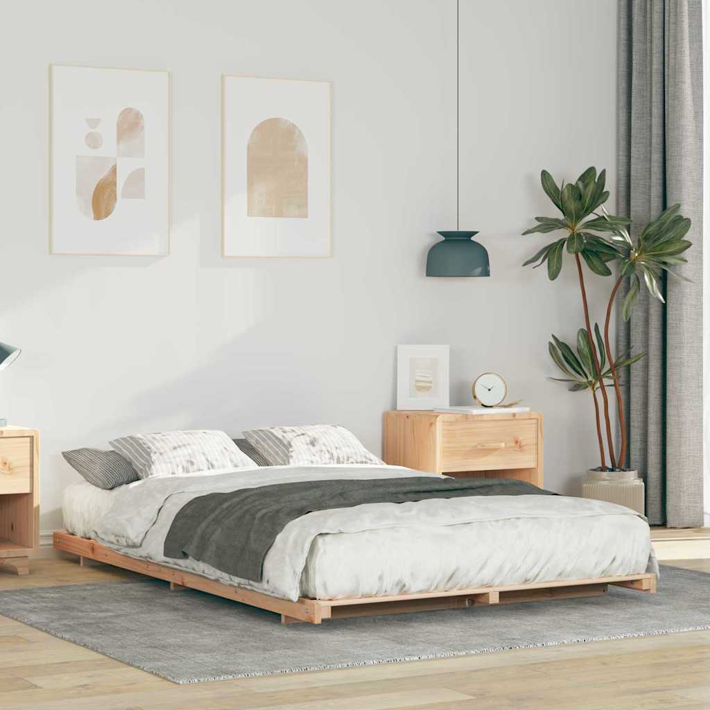 vidaXL Bed Frame Brown 120 x 190 cm Solid Pine Wood