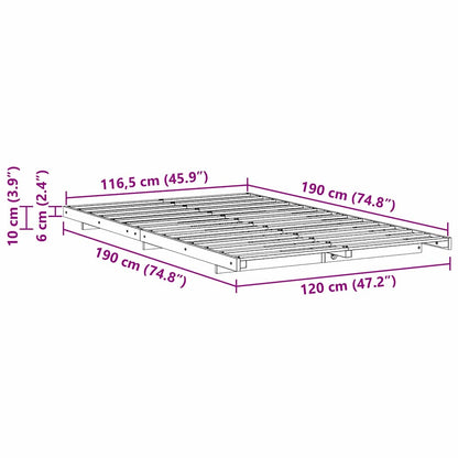 vidaXL Bed Frame Brown 120 x 190 cm Solid Pine Wood