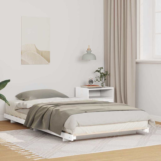 vidaXL Bed Frame White 100 x 200 cm Solid Pine Wood