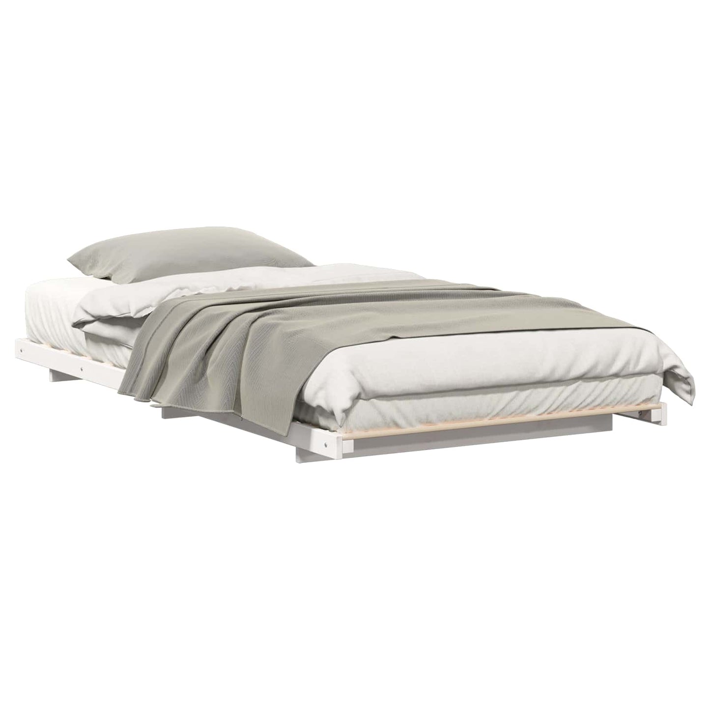 vidaXL Bed Frame White 90 x 200 cm Solid Pine Wood