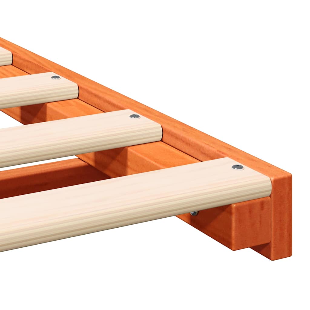vidaXL Bed Frame Wax Brown 90 x 200 cm Solid Pine Wood