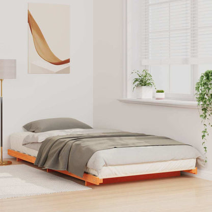 vidaXL Bed Frame Wax Brown 90 x 200 cm Solid Pine Wood