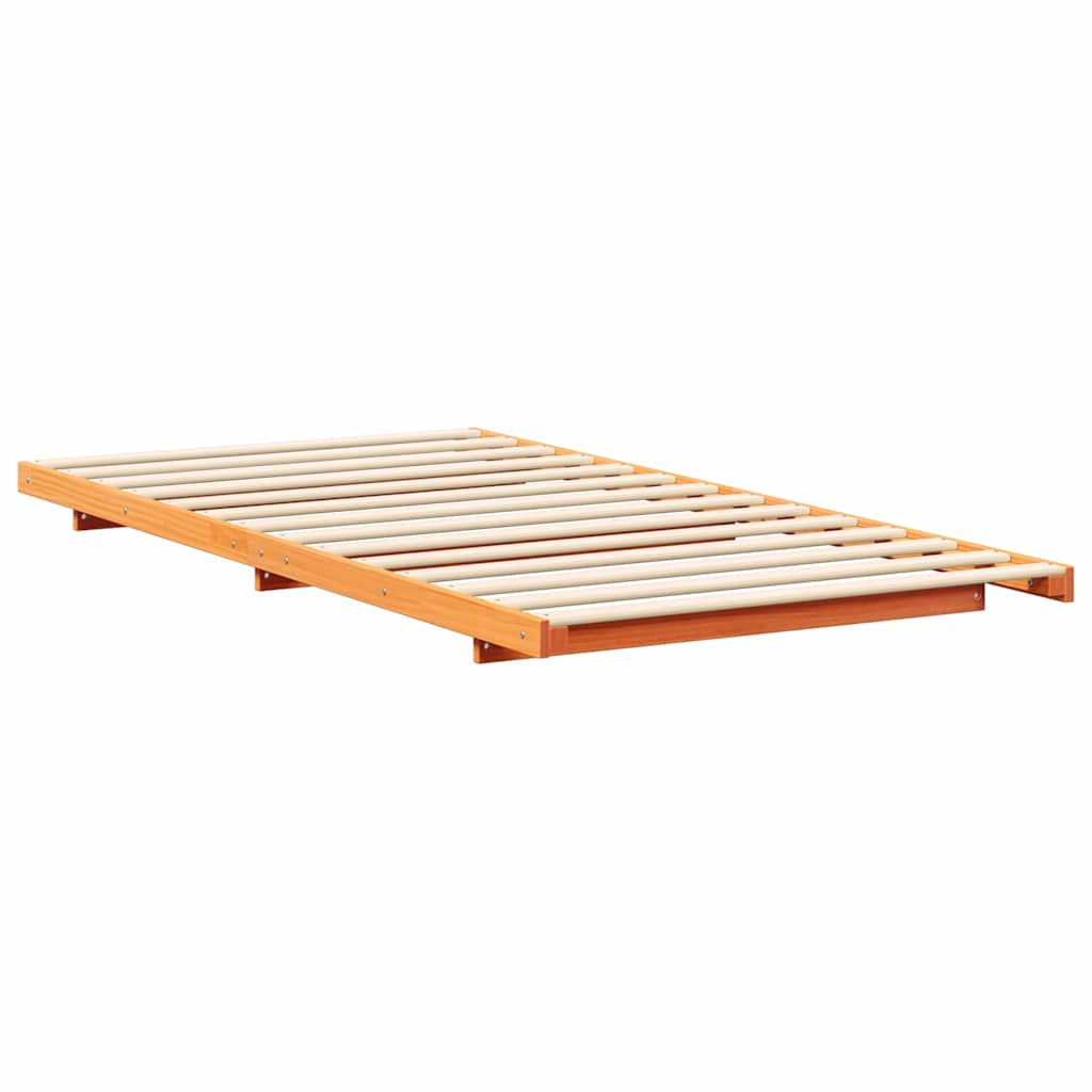 vidaXL Bed Frame Wax Brown 90 x 200 cm Solid Pine Wood