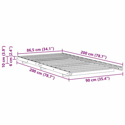 vidaXL Bed Frame Wax Brown 90 x 200 cm Solid Pine Wood