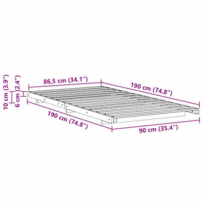 vidaXL Bed Frame Wax Brown 90 x 190 cm Solid Pine Wood