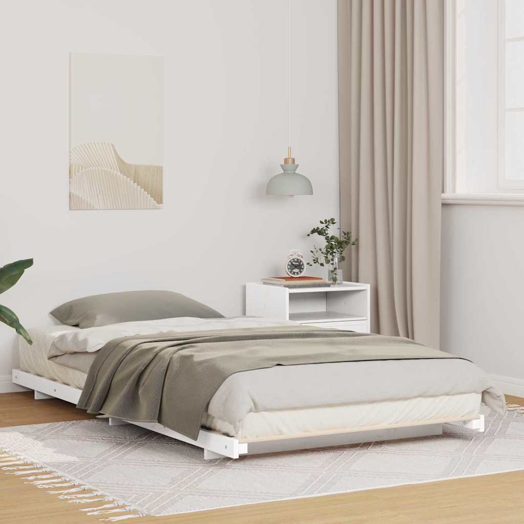 vidaXL Bed Frame White 100 x 210 cm Solid Pine Wood