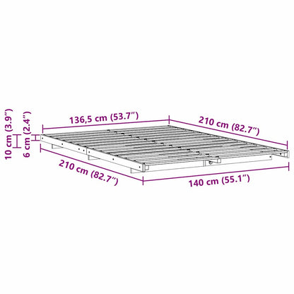 vidaXL Bed Frame White 140 x 210 cm Solid Pine Wood
