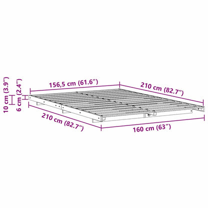 vidaXL Bed Frame White 160 x 210 cm Solid Pine Wood