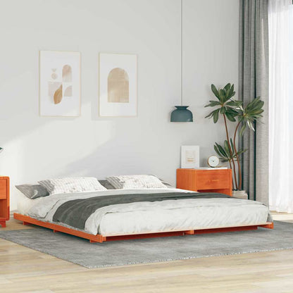 vidaXL Bed Frame Wax Brown 180 x 210 cm Solid Pine Wood