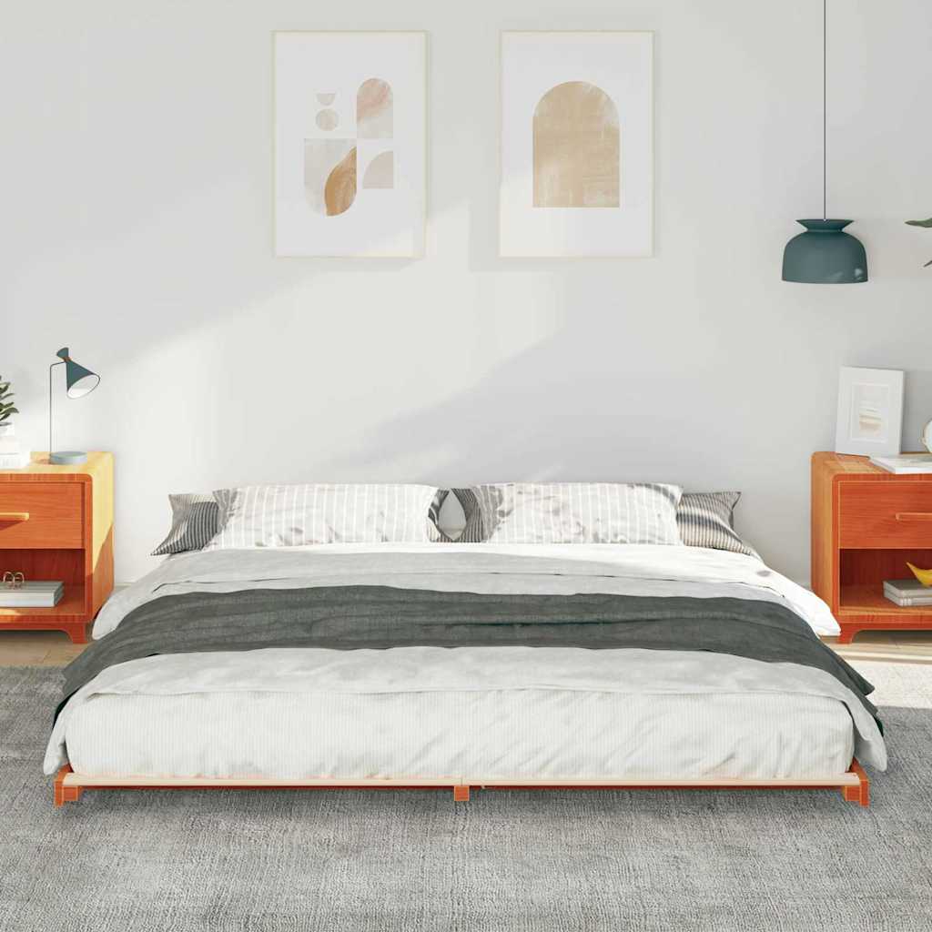 vidaXL Bed Frame Wax Brown 180 x 210 cm Solid Pine Wood