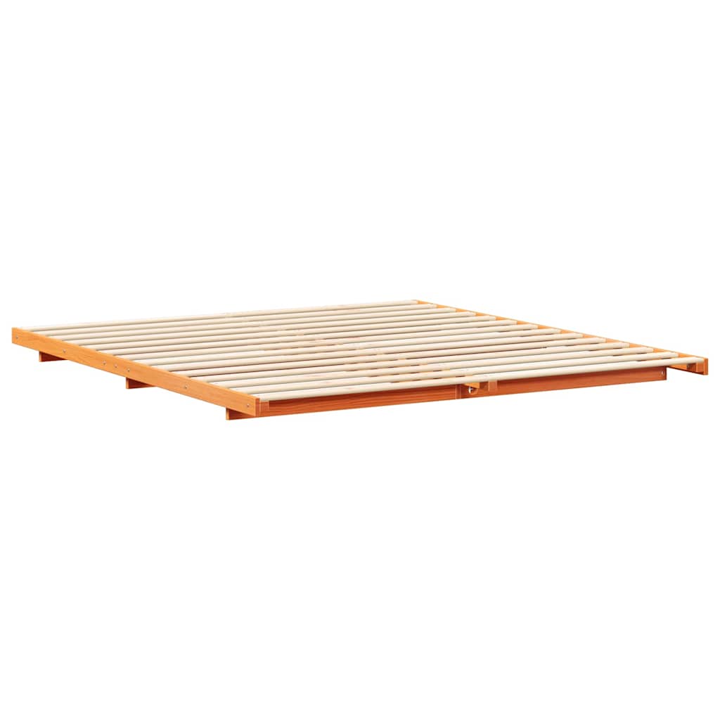vidaXL Bed Frame Wax Brown 180 x 210 cm Solid Pine Wood