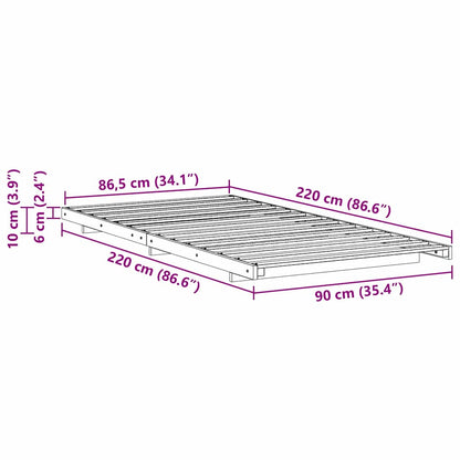 vidaXL Bed Frame White 90 x 220 cm Solid Pine Wood