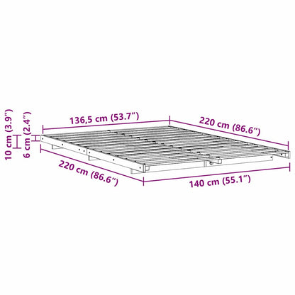 vidaXL Bed Frame Brown 140 x 220 cm Solid Pine Wood