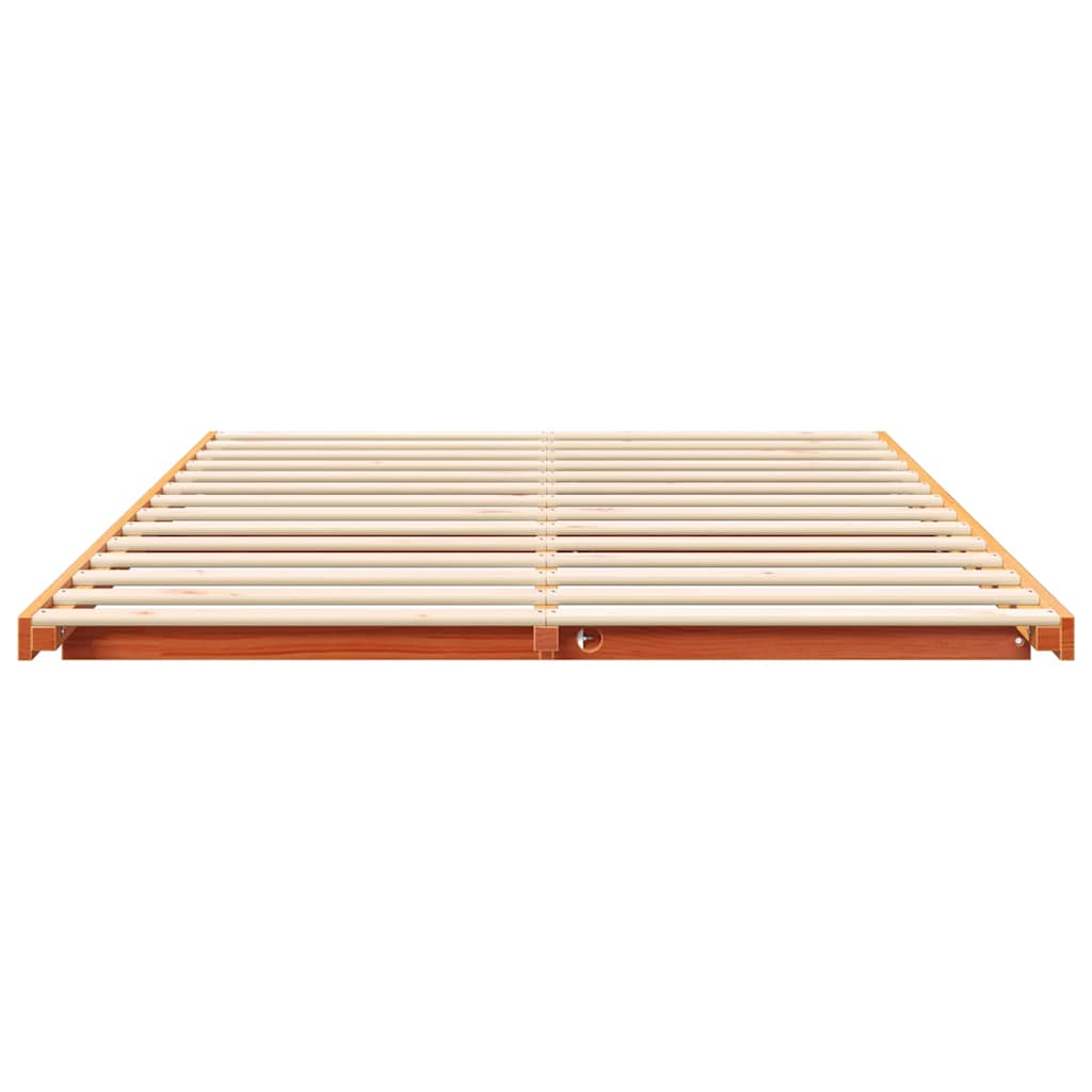 vidaXL Bed Frame Wax Brown 140 x 220 cm Solid Pine Wood