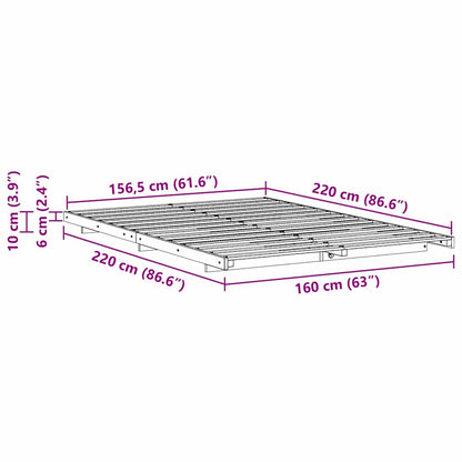 vidaXL Bed Frame Wax Brown 160 x 220 cm Solid Pine Wood