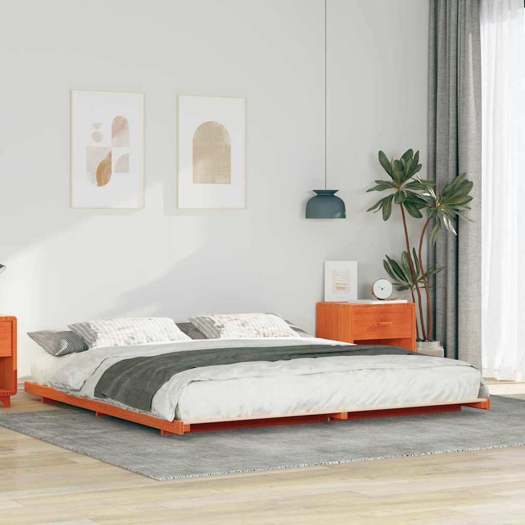 vidaXL Bed Frame Wax Brown 180 x 220 cm Solid Pine Wood