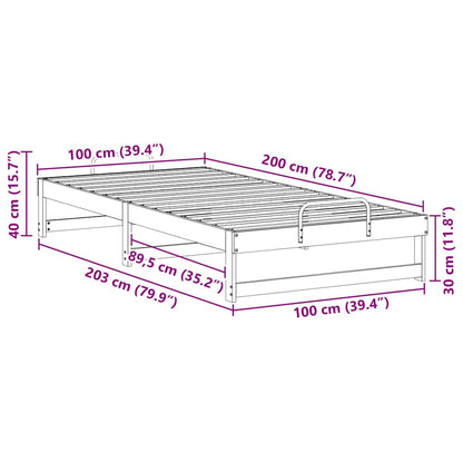 vidaXL Bed Frame Brown 100 x 200 cm Solid Pine Wood