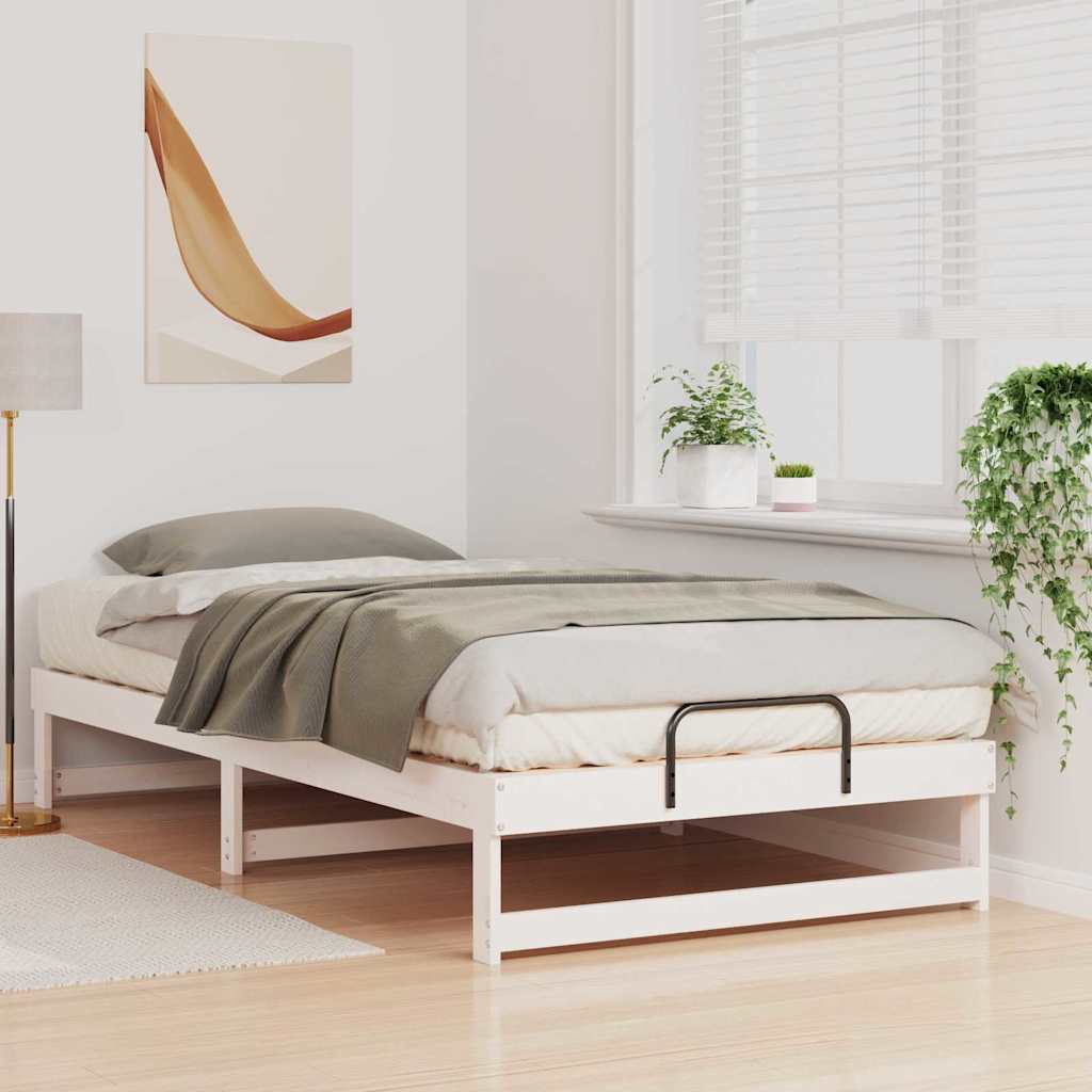 vidaXL Bed Frame White 100 x 200 cm Solid Pine Wood
