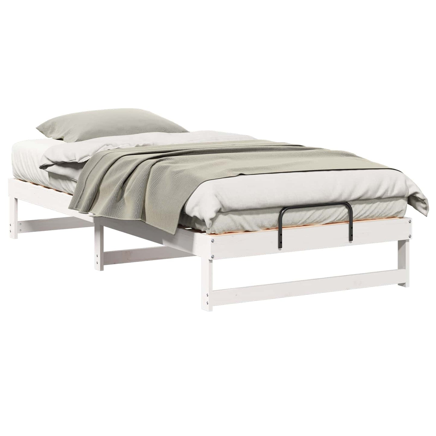 vidaXL Bed Frame White 100 x 200 cm Solid Pine Wood